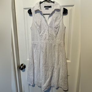 Lauren by Ralph Lauren white cotton button front collared dress size 6